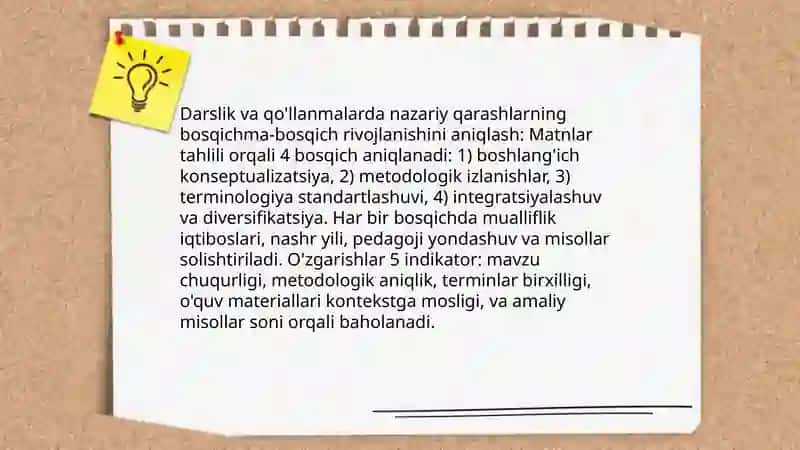 Izzat Sultonning nazariy qarashlari tadrijini ko'rsatuvchi darslik va qullanmalarini tahlil qilish 4