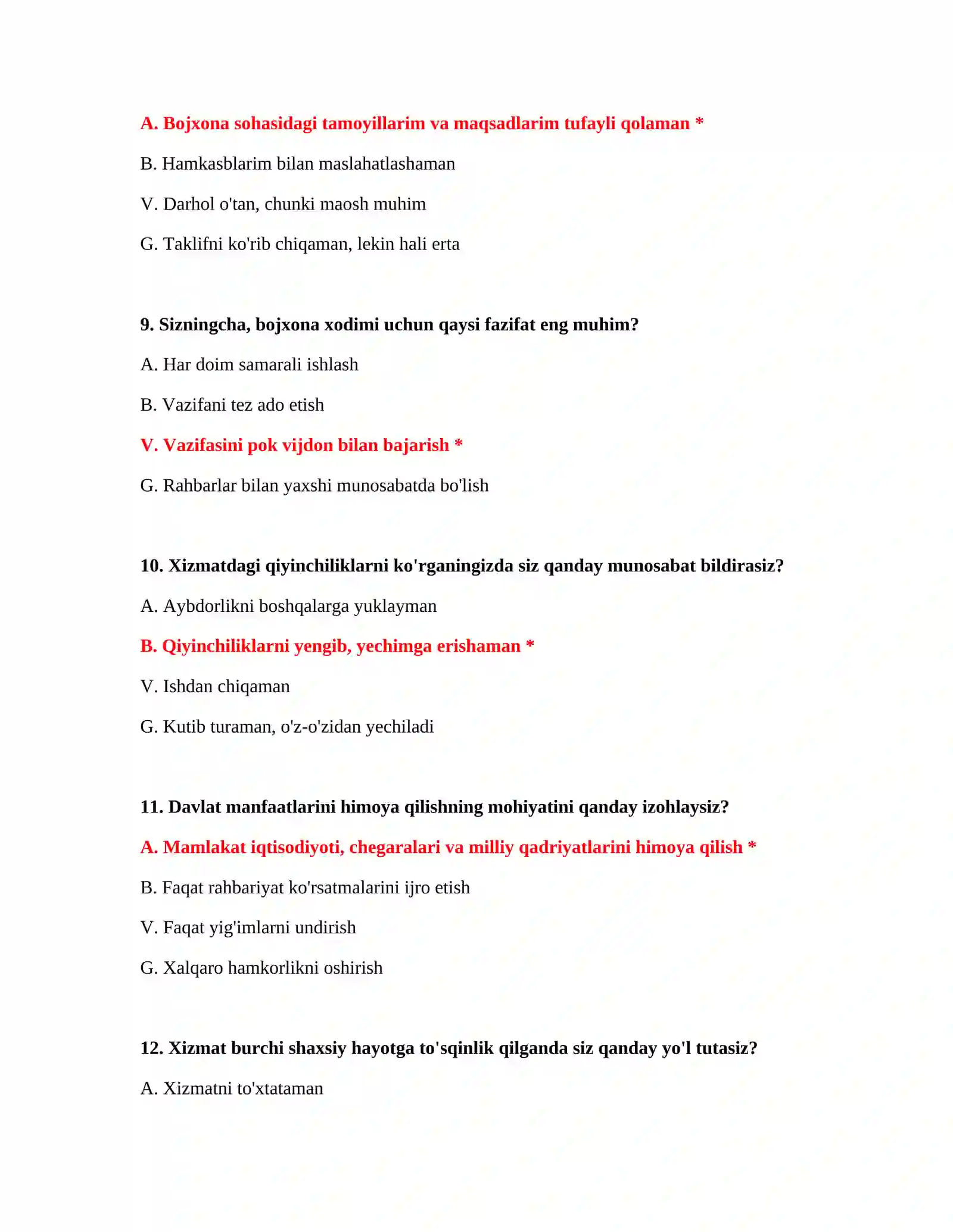 Bojxona ishga kirish IQ testlari 4