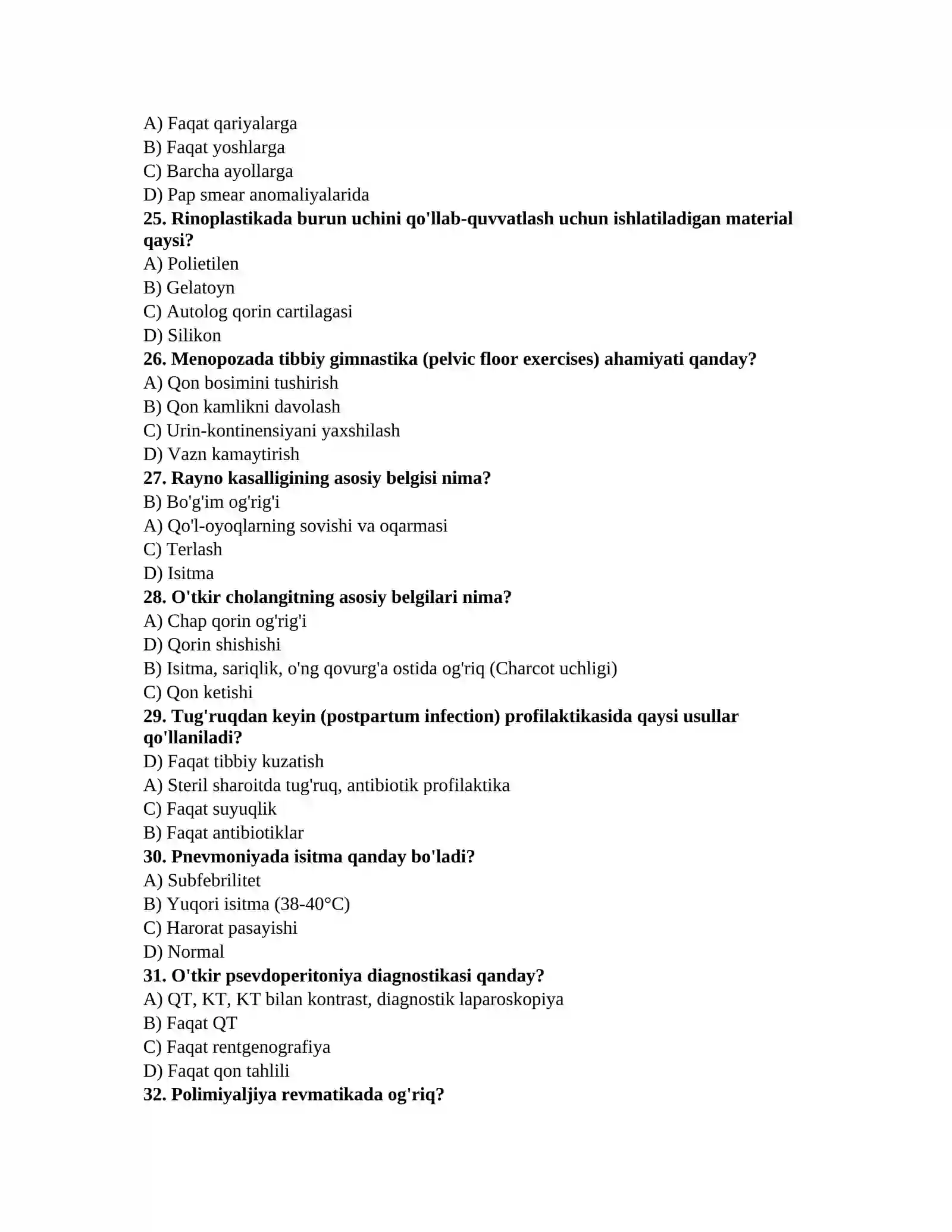 ARGOS mutaxassisligi testlari 4