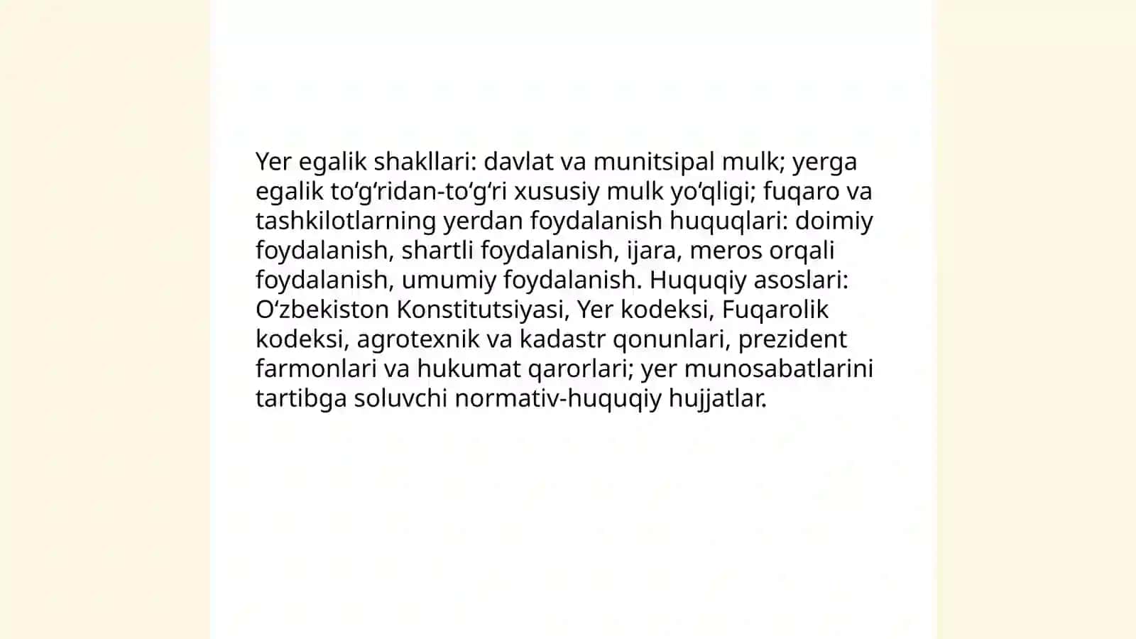Yer bozori va yerdan foydalanish imkoniyatlari 4