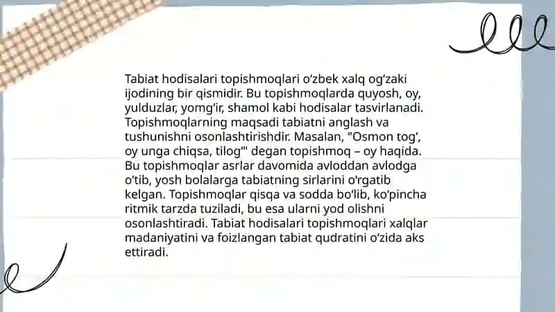 Bolalar folkyori. Topishmoq 4
