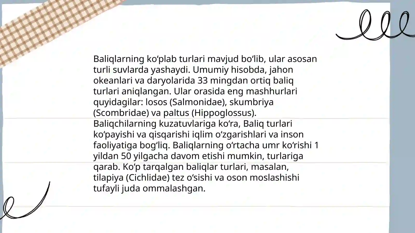 Baliqlar mavzusining dars rejasi va o'tish metodi 4