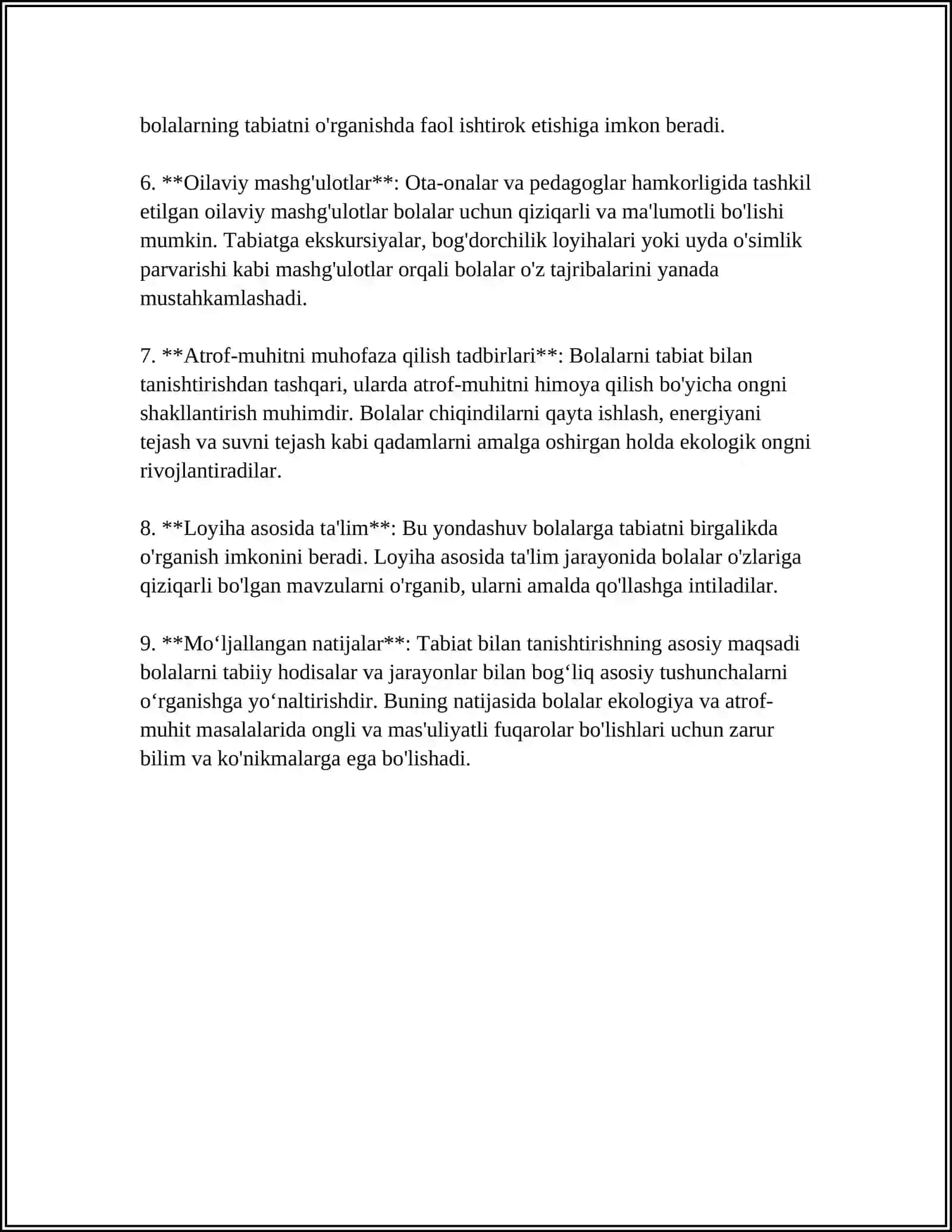 MAKTABGACHA TAʼLIMDA BOLALARNI TABIAT BILAN TANISHTIRISHNING NAZARIY ASOSLARI VA TABIAT 4