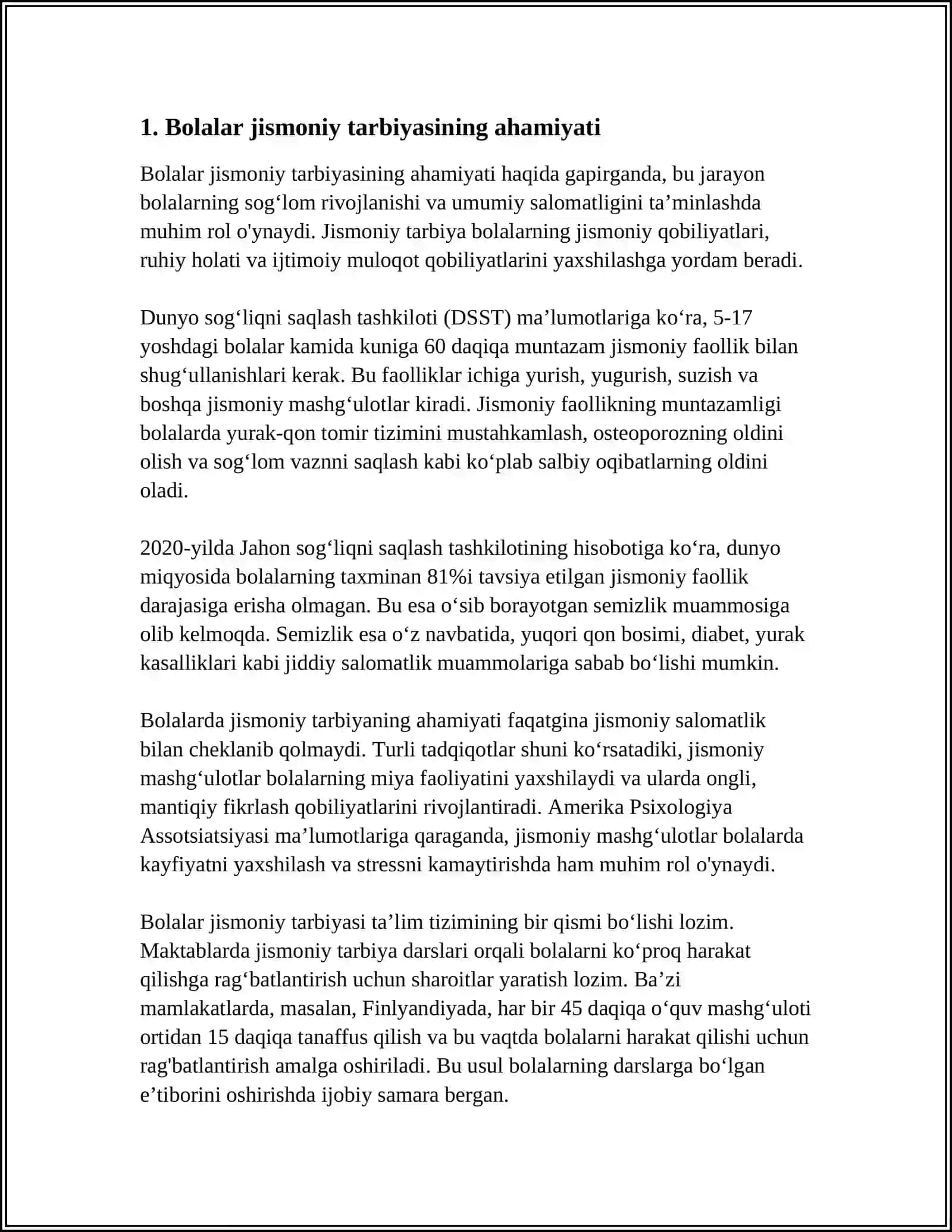 BOLALAR JISMONIY TARBIYASI FANI MAZMUNI VA MOHIYATI 4