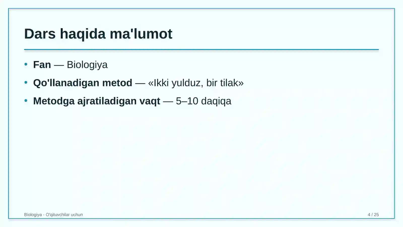 biologiya darslarida ikki yulduz bir tilak metodidan foydalanish 7800 4