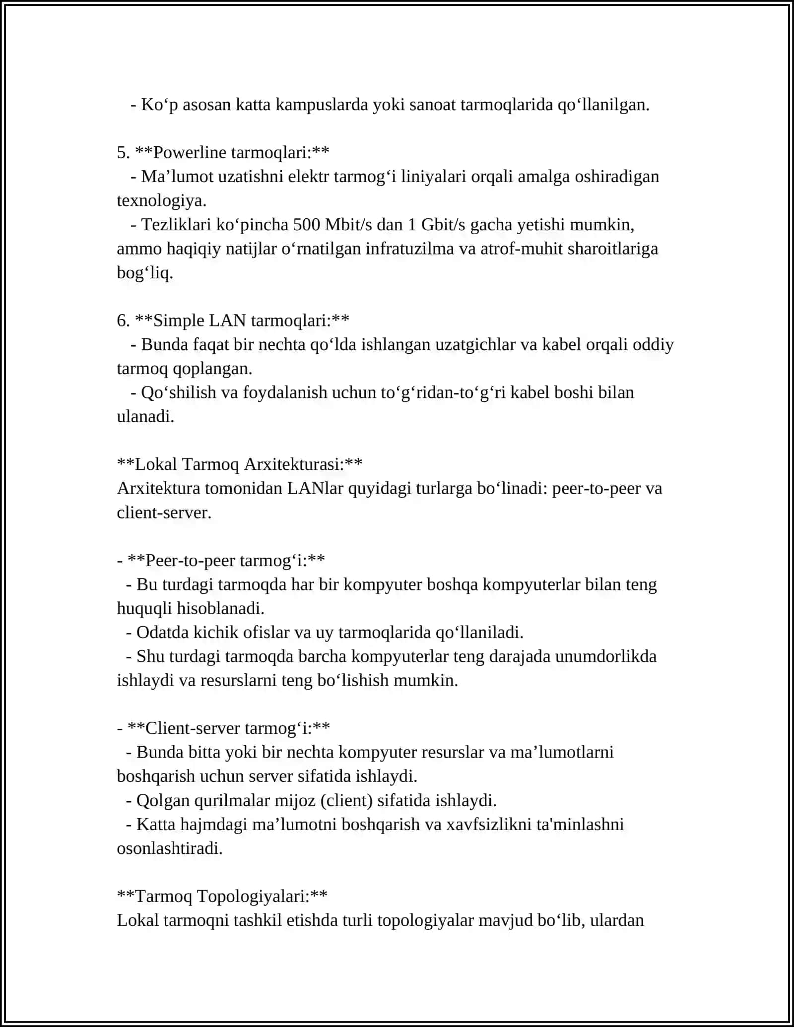LOKAL TARMOQ ORQALI MAʼLUMOTLAR ALMASHTIRISH 4