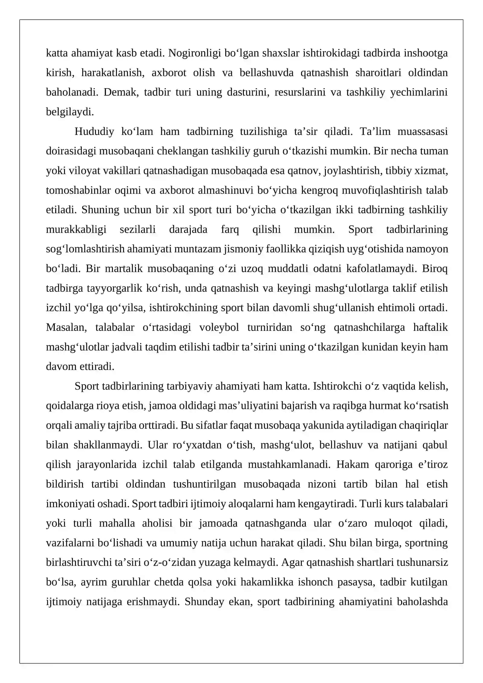 Sport tadbirlarini tashkil etishning maqsad va vazifalari 4
