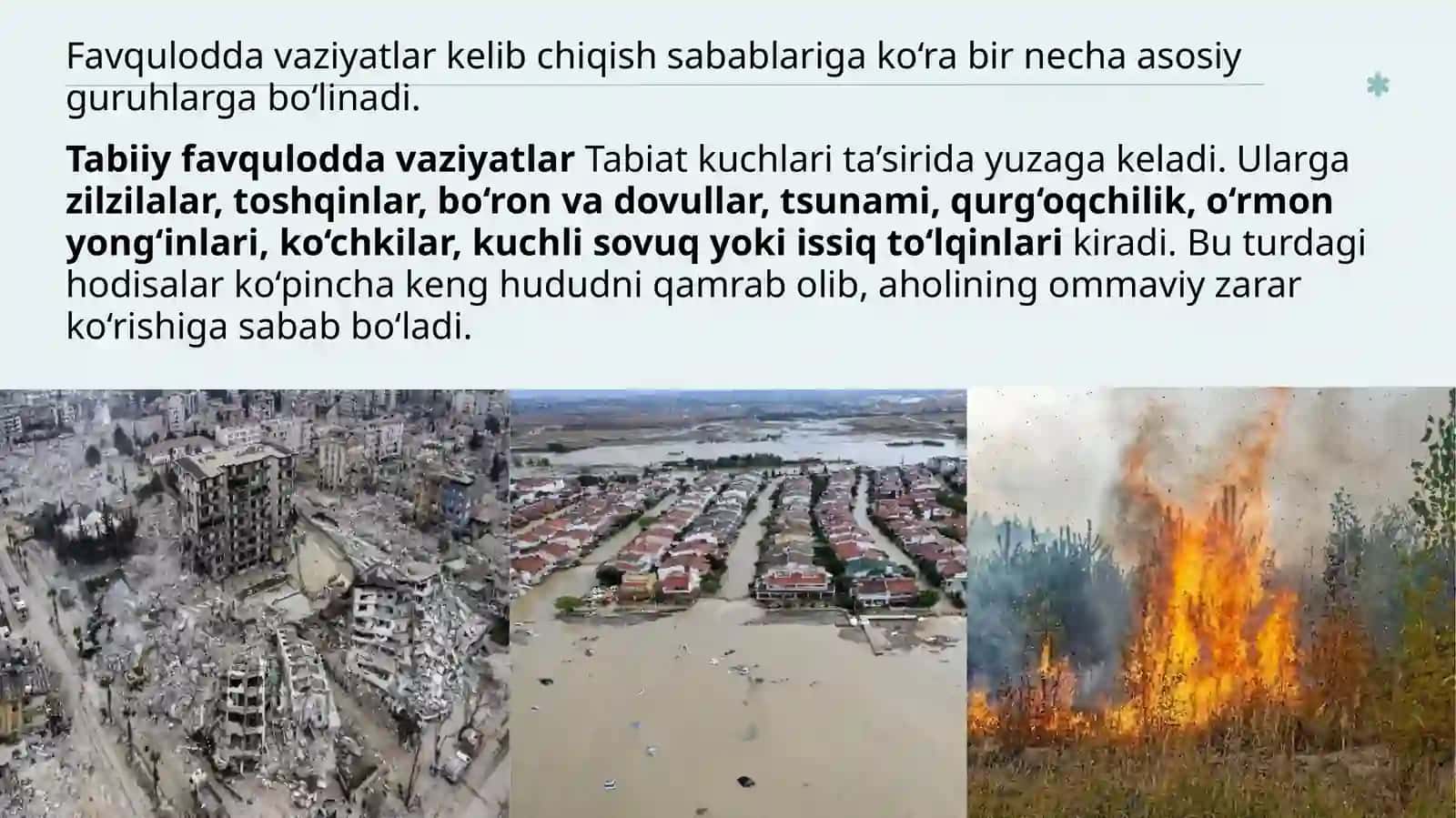 Favquloddavaziyatlarning tasnifi va tabiiy ofatlari paytida fuqarolar muhofazasi vazifalari 4