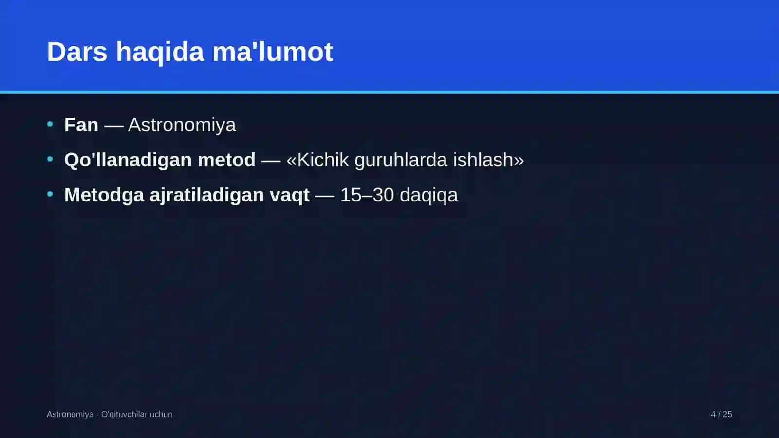 astronomiya darslarida kichik guruhlarda ishlash metodidan foydalanish 3624 4
