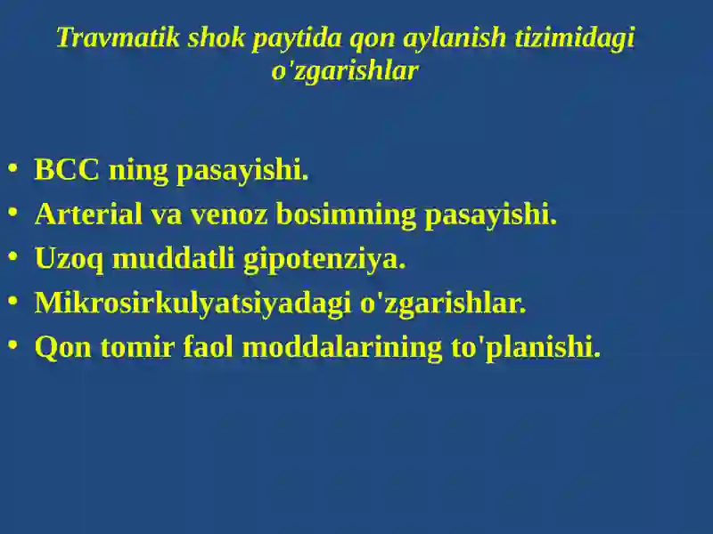 Travmatik shok. Uzoq muddatli siqilish sindromi. 4