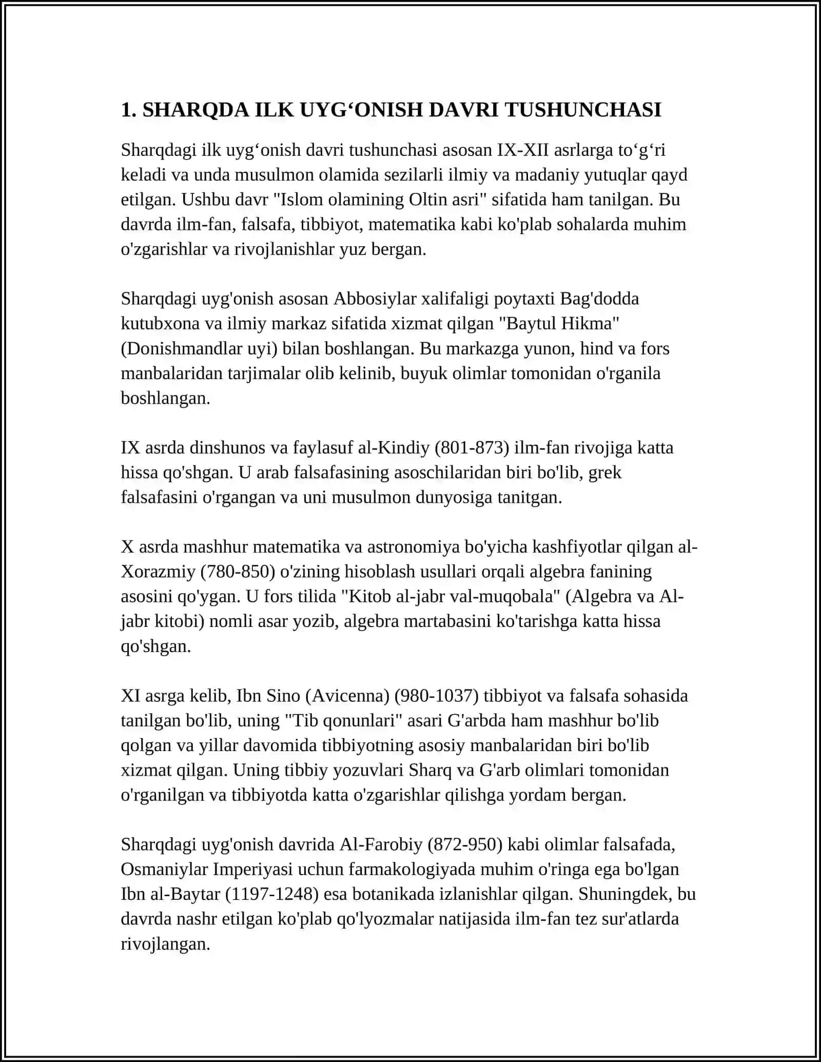 SHARQDA ILK UYGʻONISH DAVRI (LX-XLL ASRLAR) OʻRTA OSIYODA (XLV -XX ASRLAR) TAʼLIM - TARBIYA VA PEDAGOGIK FIKRLAR RIVOJLANISHI 4