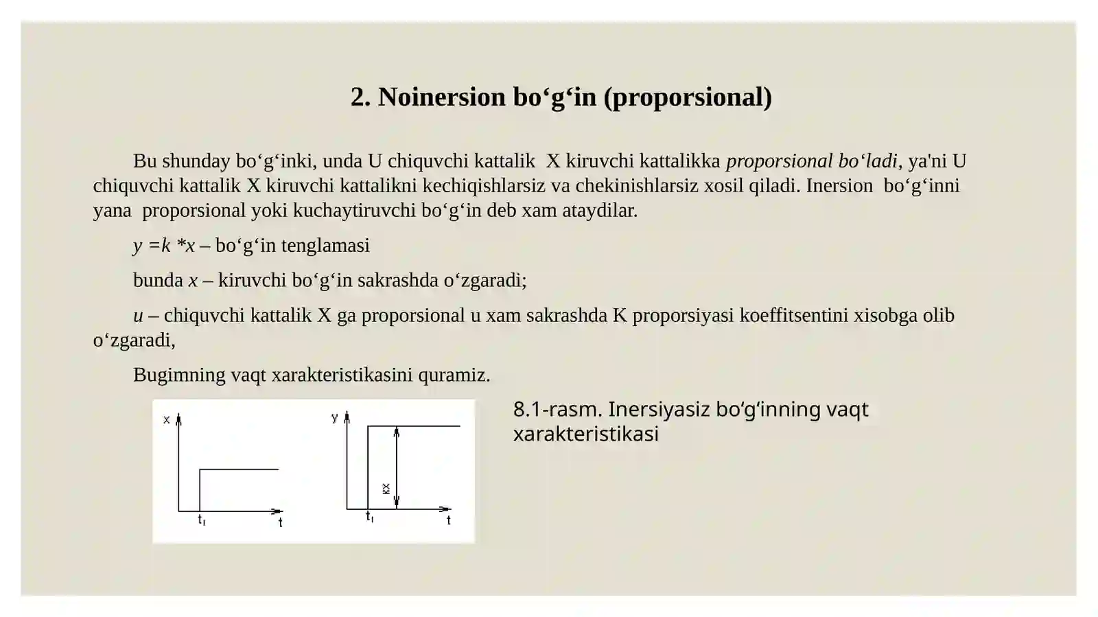 Elementar zvenolar va ularning xarakteristikalari 4