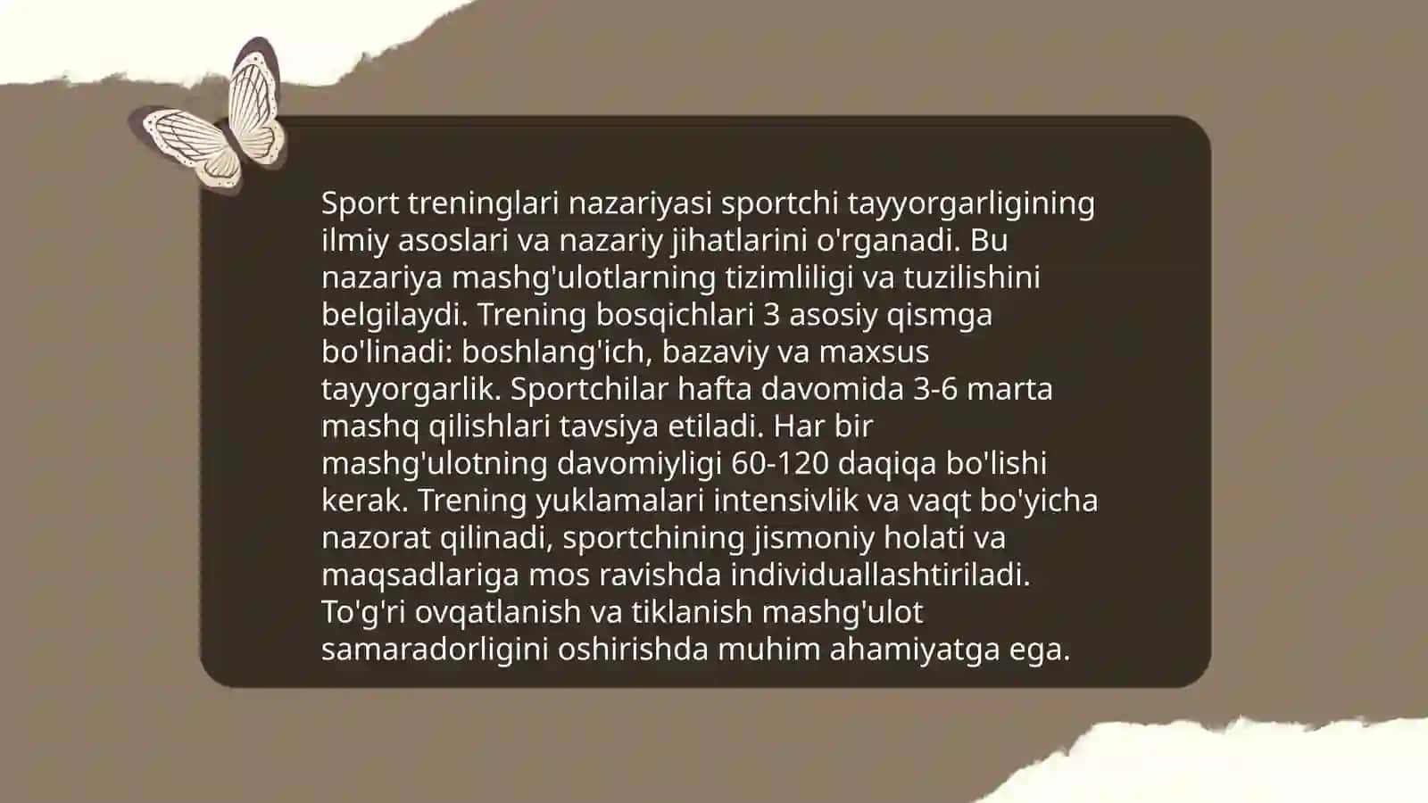 Sport mashg'ulotlari nazorat va uning turlari sport ixtisosliklarida oʻziga xos xususiyatlari 4