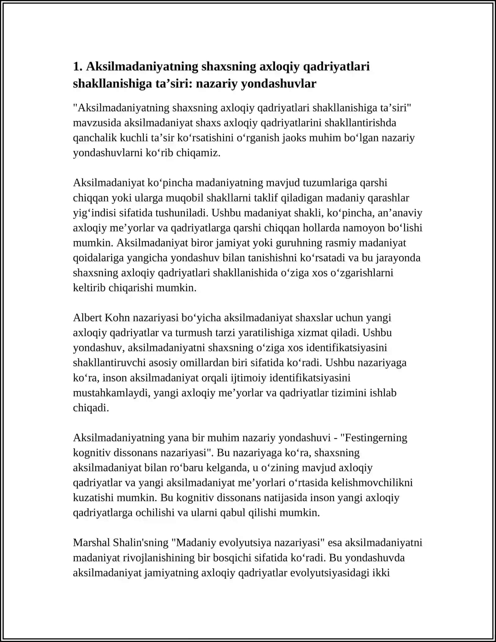 AKSILMADANIYAT, SUBMADANIYAT, POPULYAR MADANIYAT, EKRAN MADANIYATINI SHAXS AHLOQIY QADRIYATLARIGA TA’SIRI 4