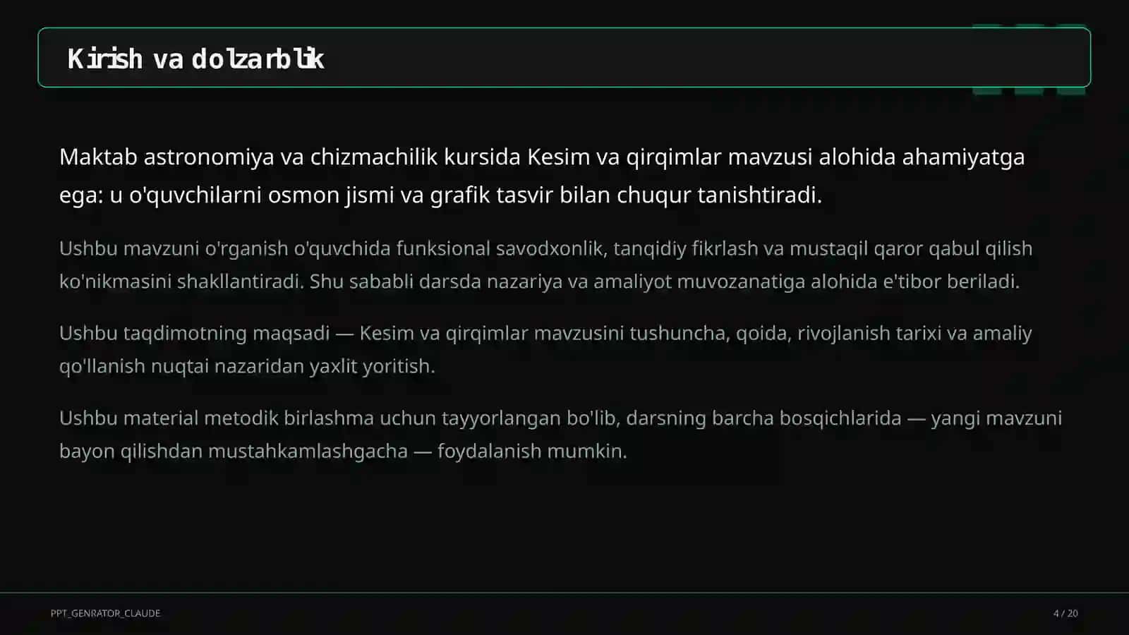 Kesim va qirqimlar (9-sinf) 1