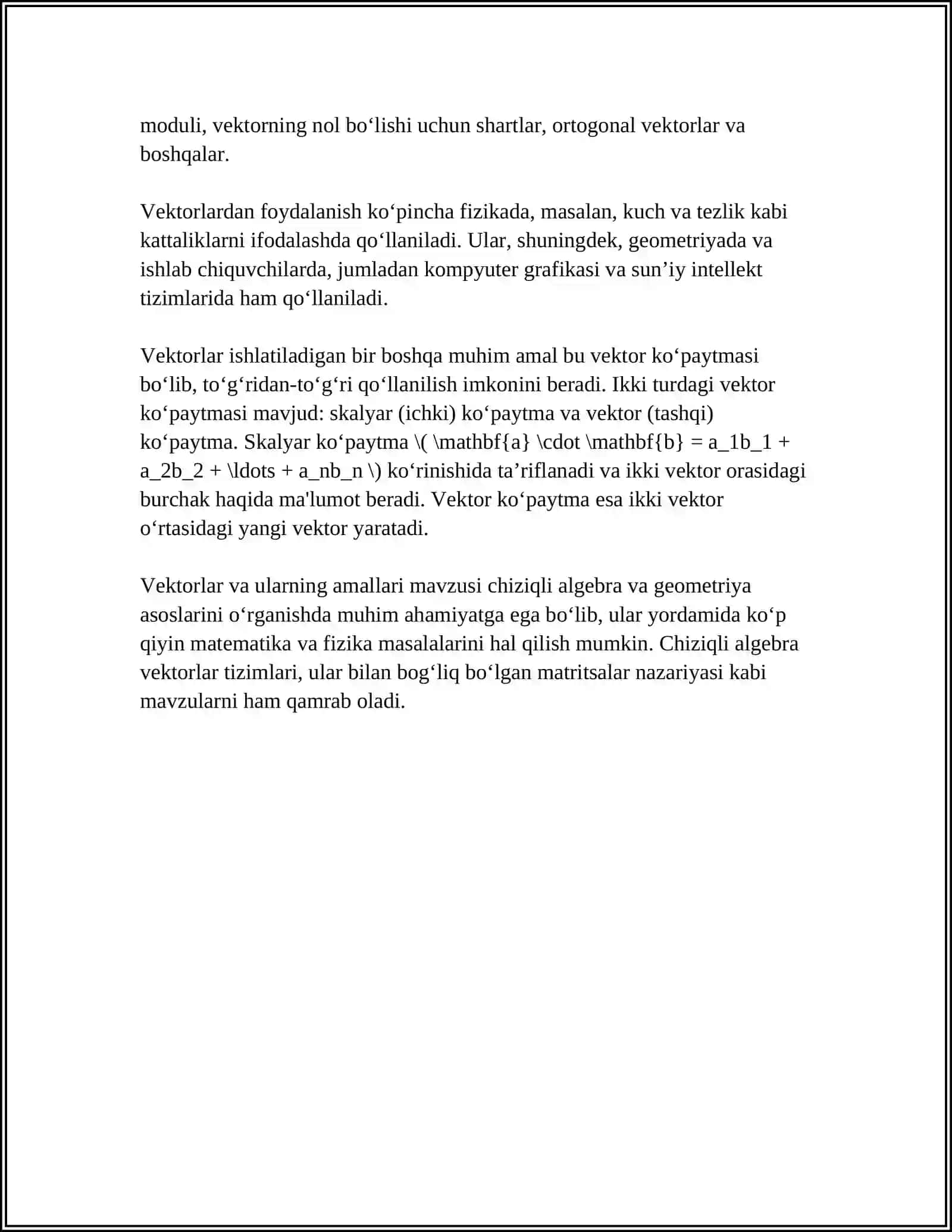 CHIZIQLI ALGEBRA ELEMENTLARI 4