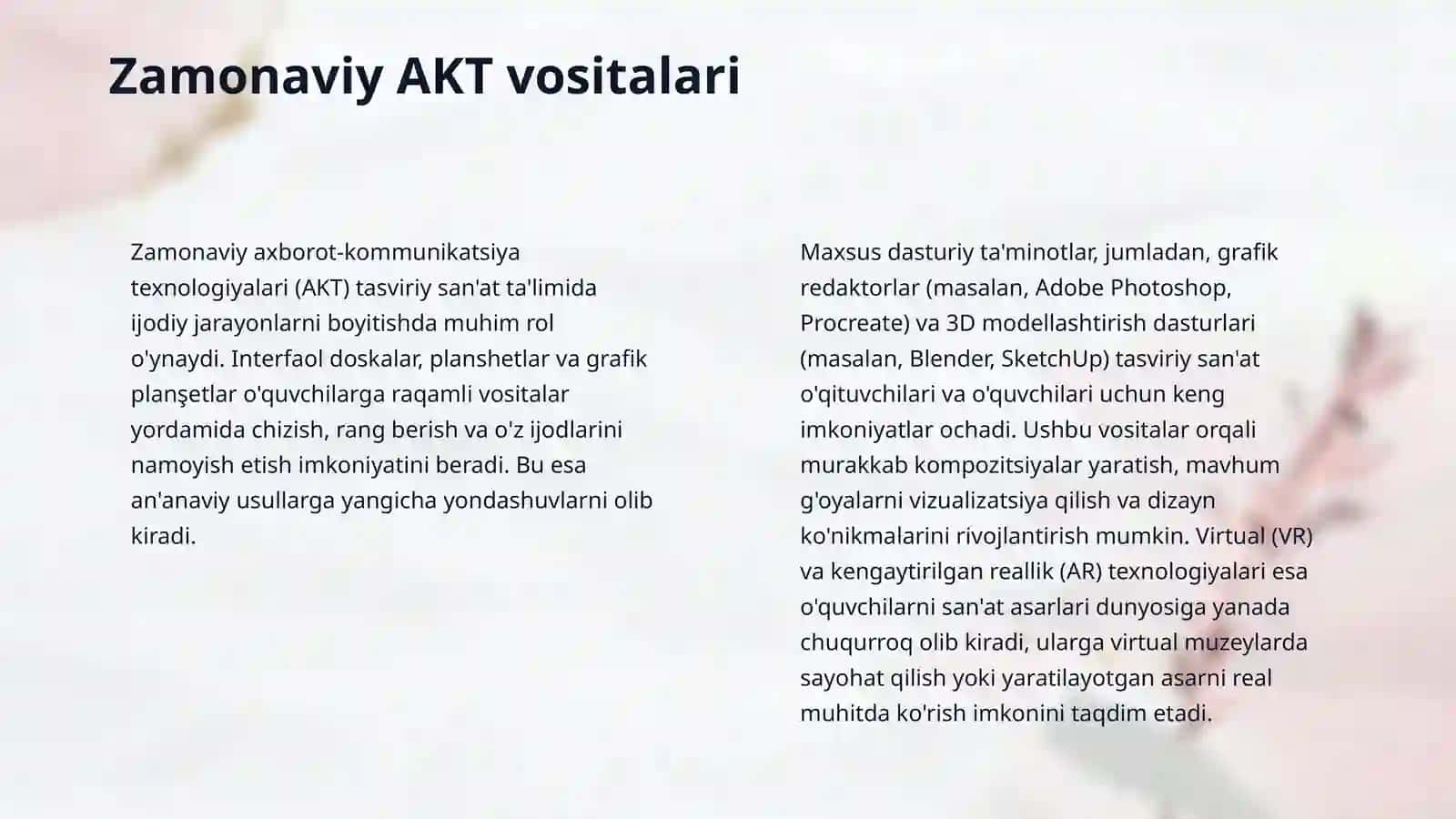 Tasviriy san'at darslarida AKTdan foydalanish 4