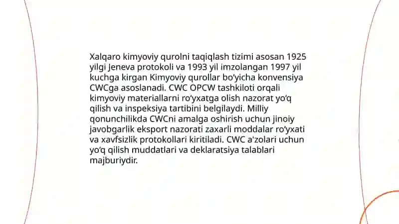 Kimyoviy qurol. Zaxarli moddalarning tasnifi. Kimyoviy vaziyatni baholash 4