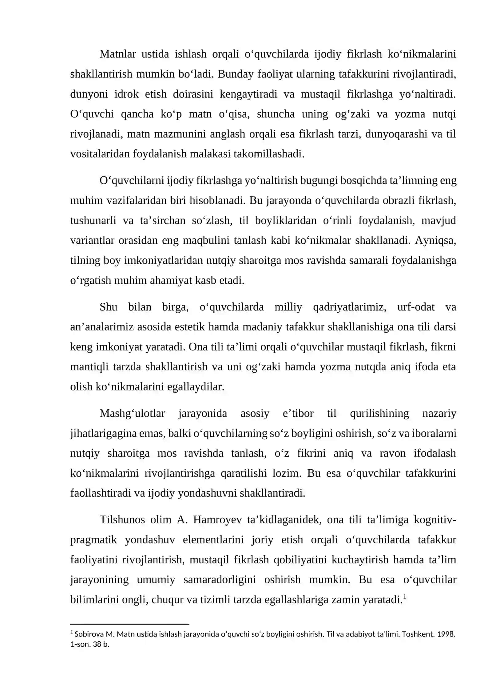 BOSHLANG'ICH SINFLARDA MATN USTIDA ISHLASH ORQALI NUTQINI O'STIRISH 4