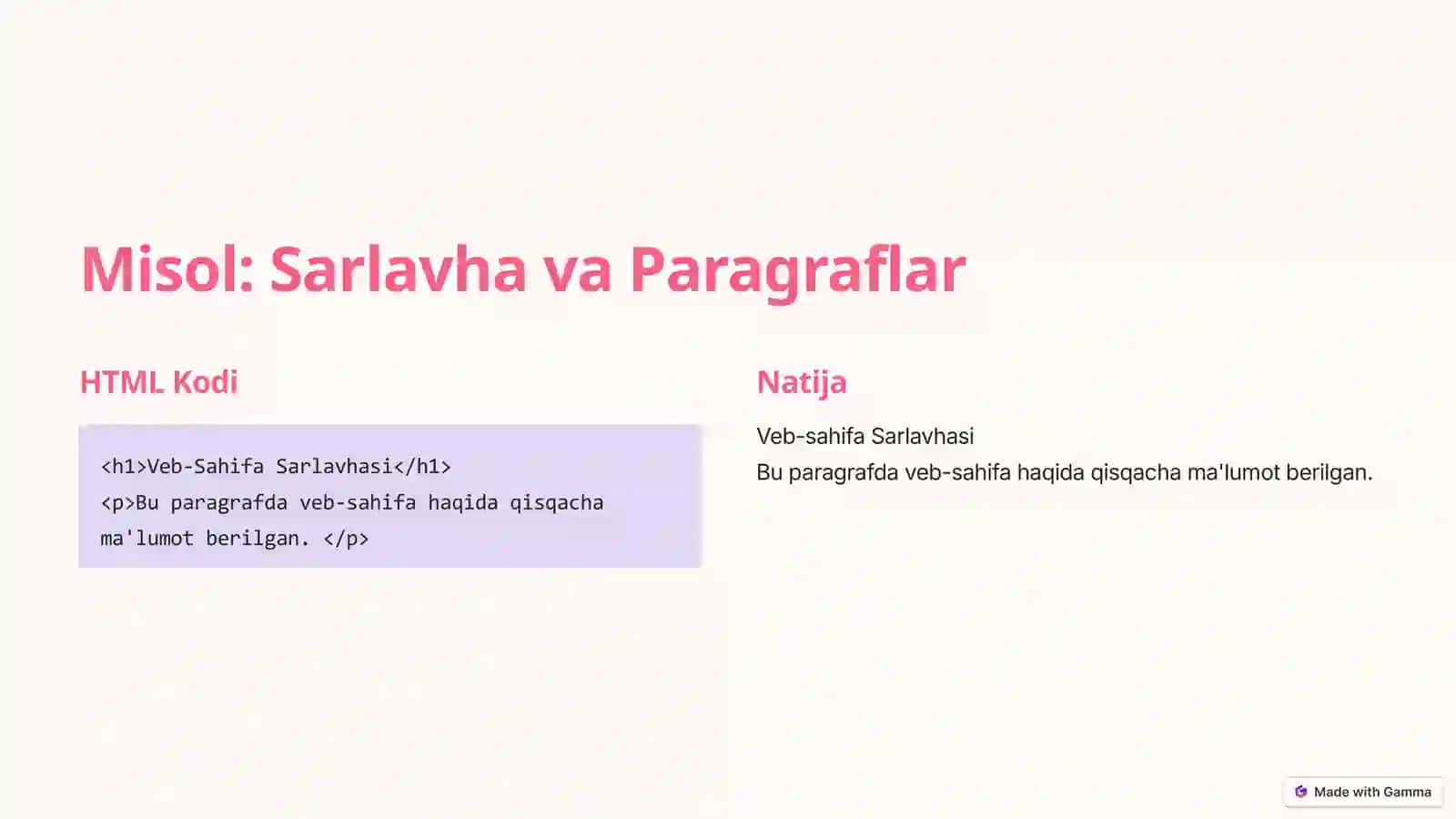 HTML Teglari: Veb-Sahifalarni Qurish Asoslari 4