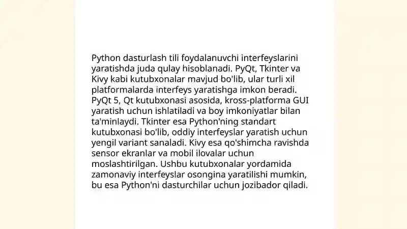 Python dasturlash tilining interfeysi 4