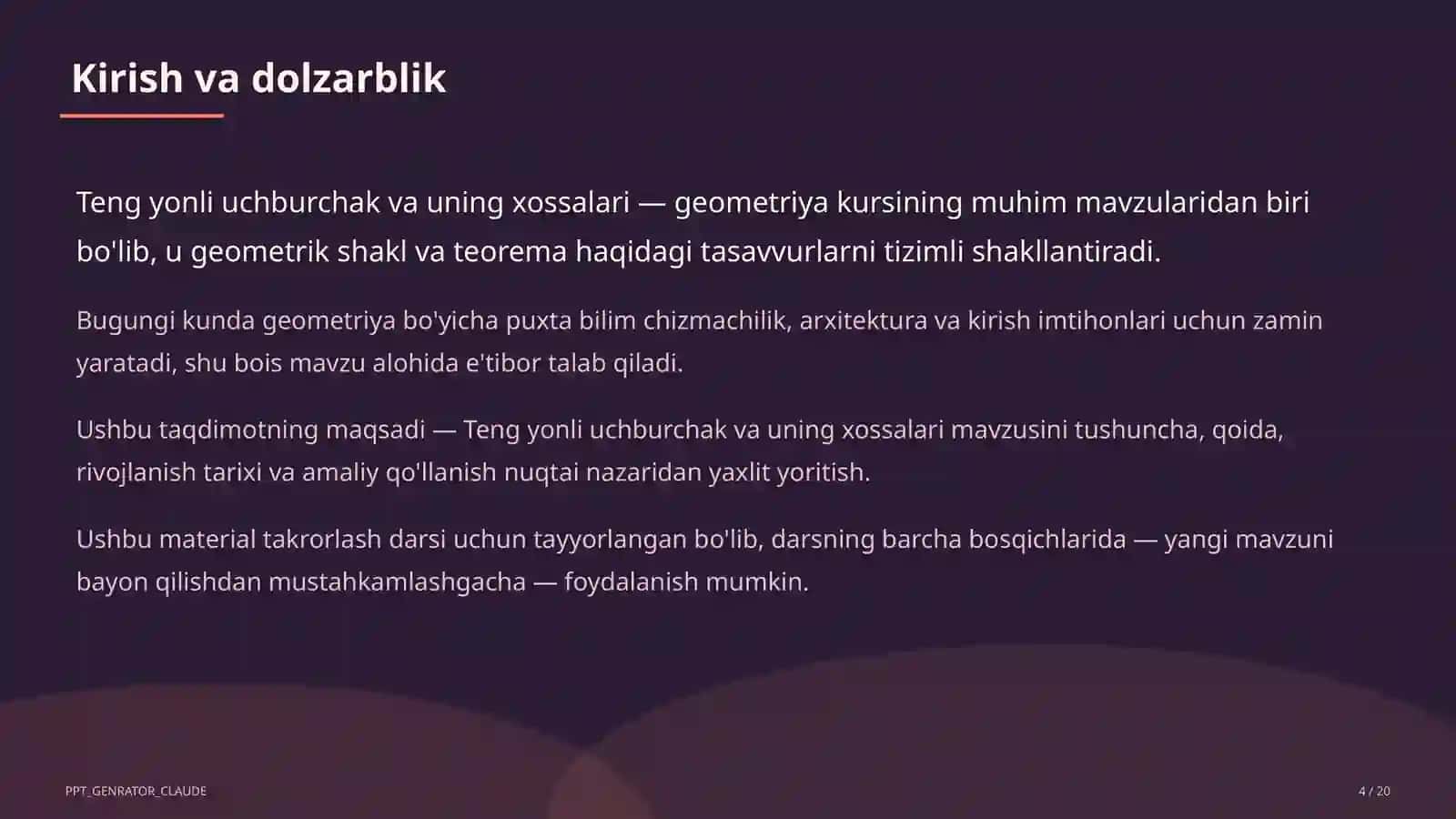 Teng yonli uchburchak va uning xossalari (7-sinf) 2