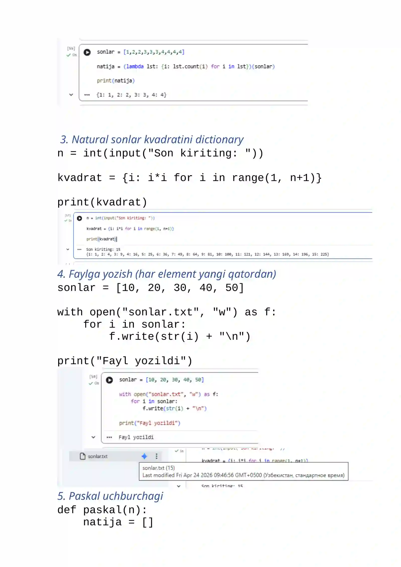PYTHON DASTURLASH TILLARINING SINTAKSISI BILAN TANISHISH 4