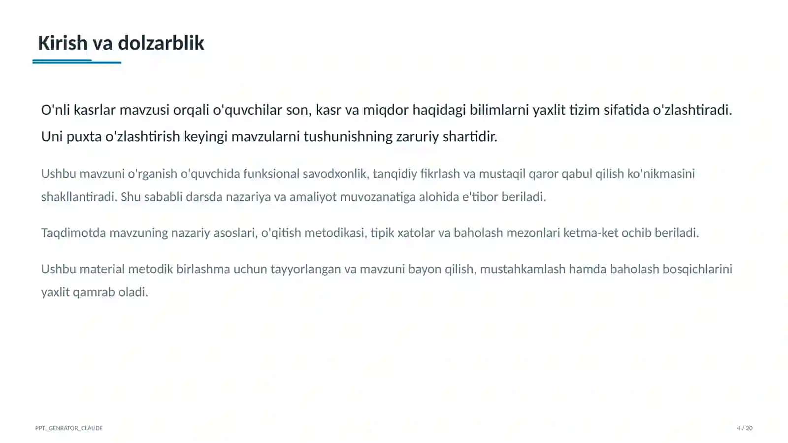 O'nli kasrlar (5-sinf) 4