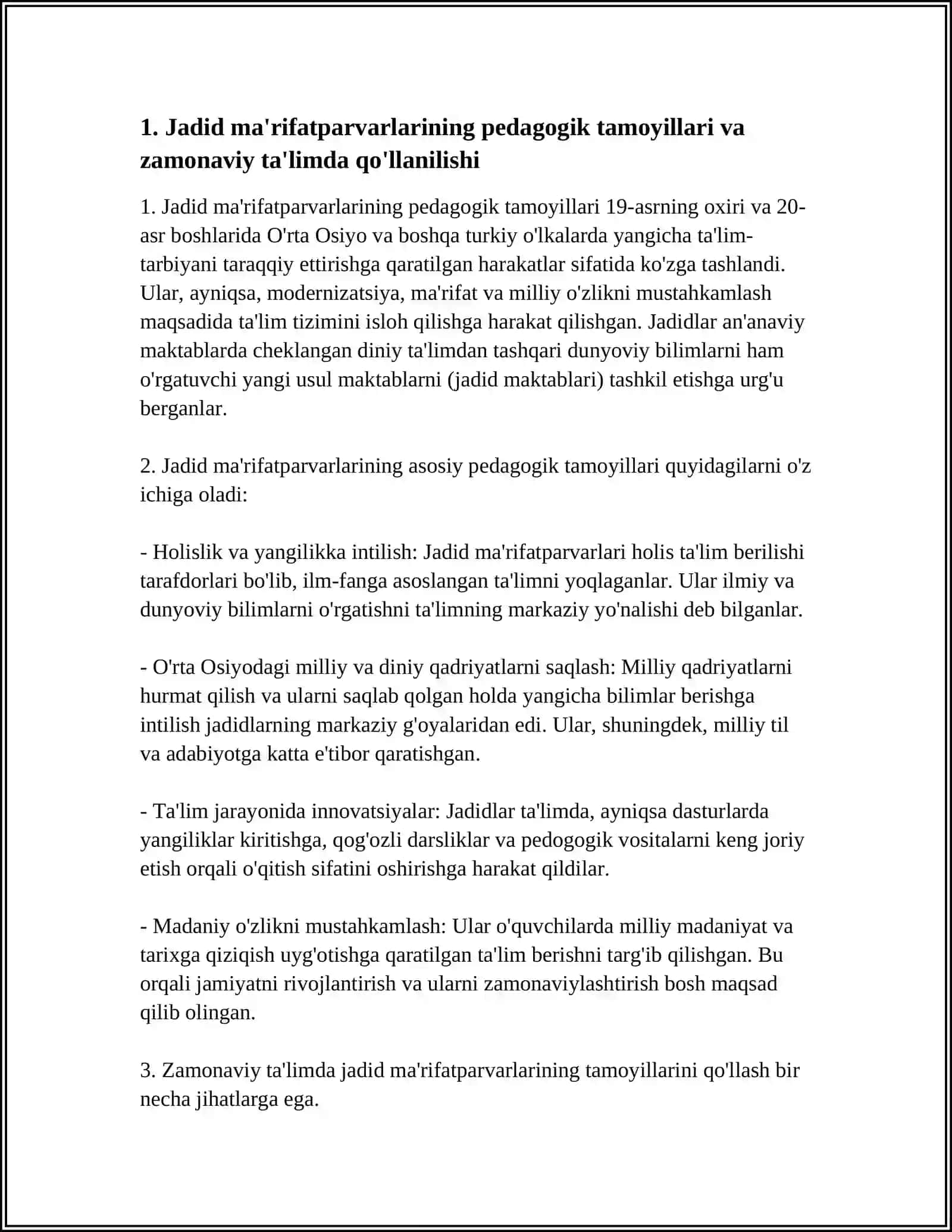 PEDAGOG FAOLIYATIDA JADID MA'RIFATPARVARLARINING MEROSIDAN FOYDALANISH 4