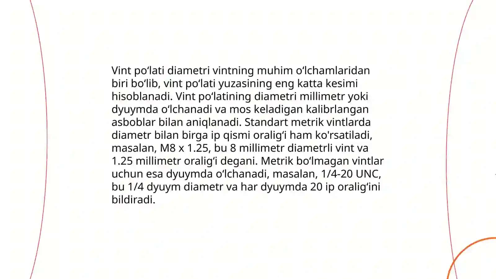Modda almashinish uskunalarining asosiy oʻlchamlarini aniqlash 4