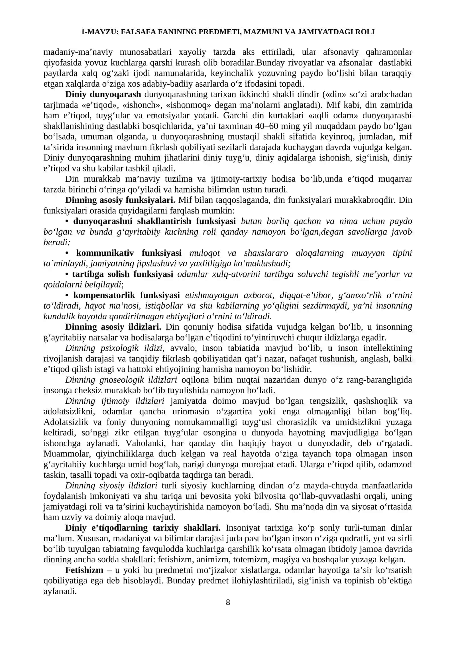 FALSAFA FANINING PREDMETI, MAZMUNI VA JAMIYATDAGI ROLI 4