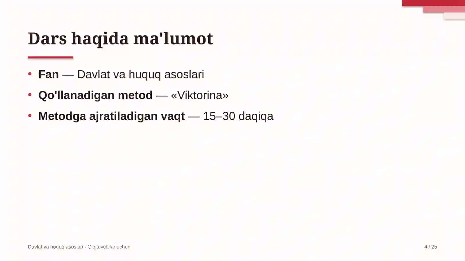 davlat va huquq asoslari darslarida viktorina metodidan foydalanish 9178 4