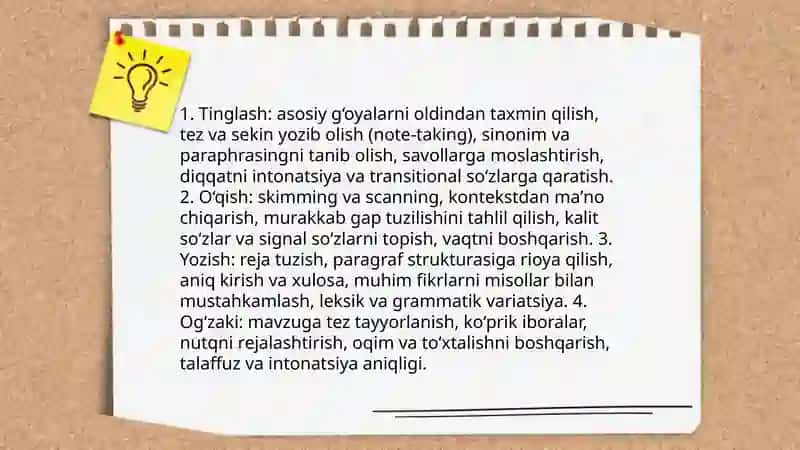 Tillar boyicha xalqaro test tizimlari(IELTS,CEFR va boshqalar) 4
