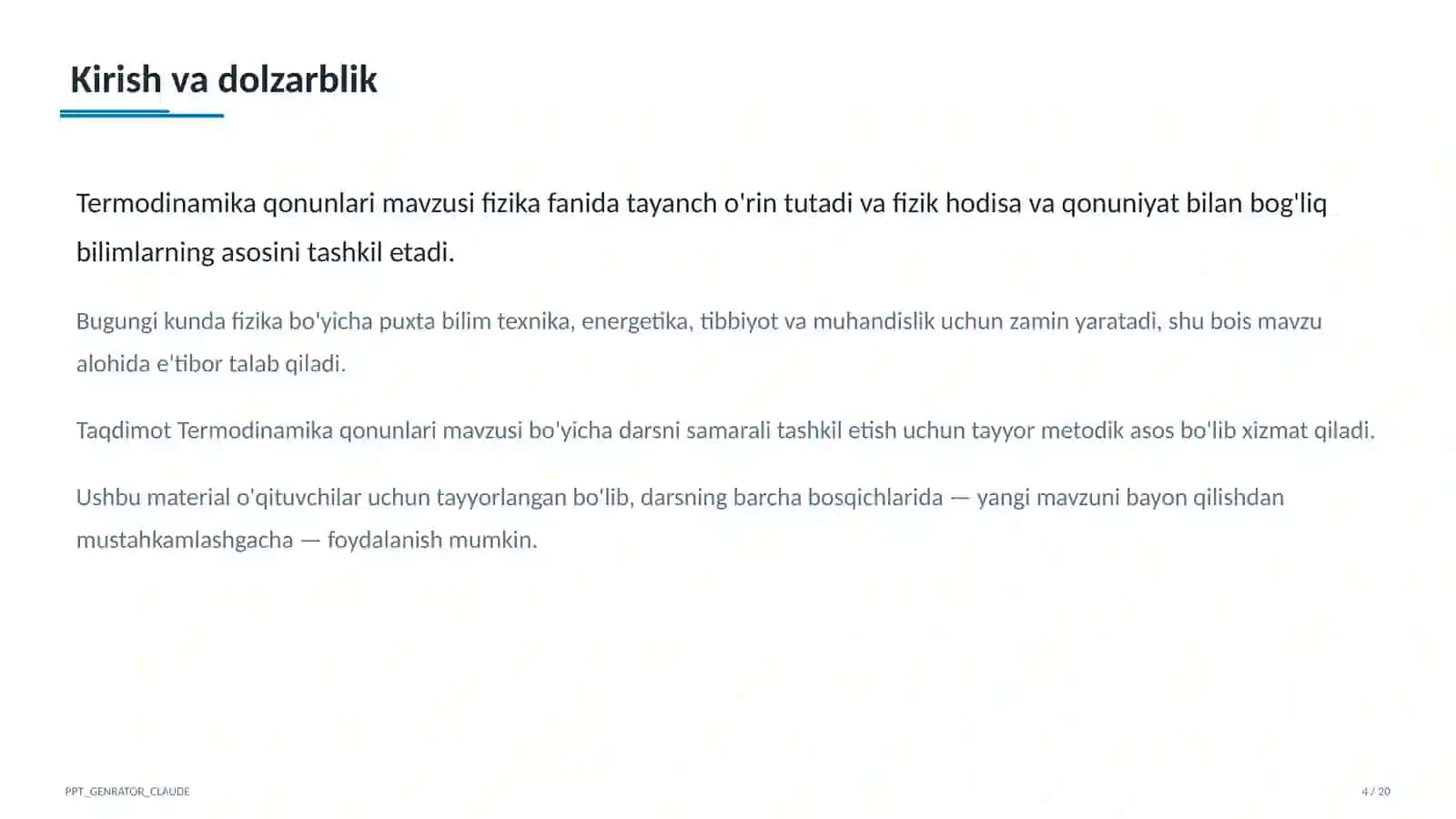 Termodinamika qonunlari (10-sinf) 2