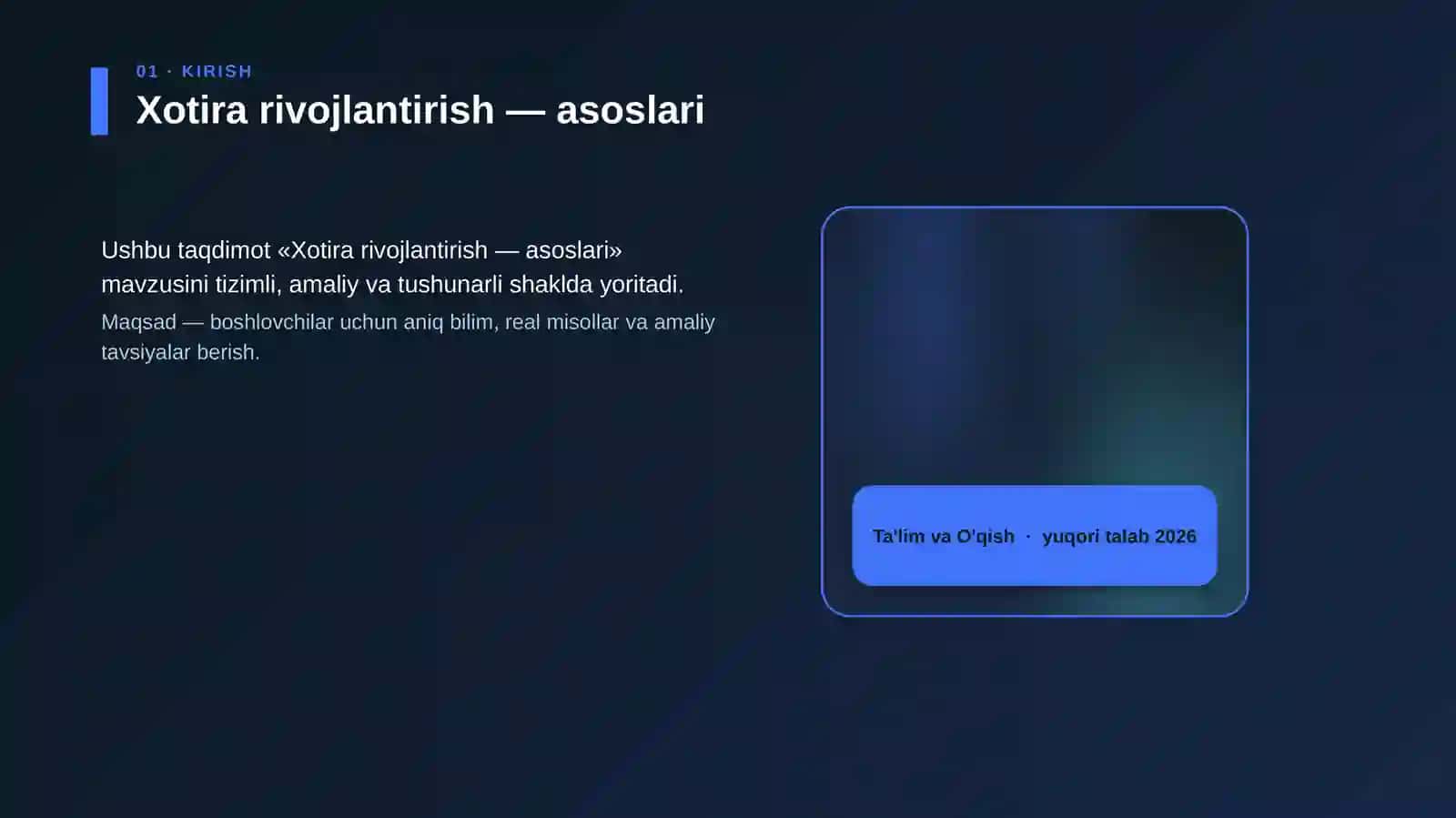 Xotira rivojlantirish — asoslari 4
