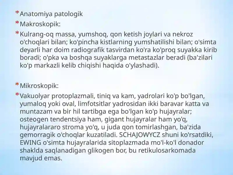 Suyak to’qimasi o’smalari 4
