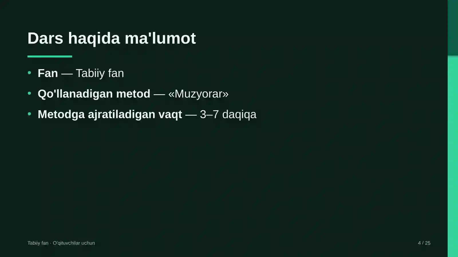 tabiiy fan darslarida muzyorar metodidan foydalanish 9605 4