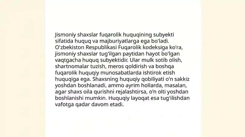 Fuqarolik huquqining subyektlari va obyektlari 4
