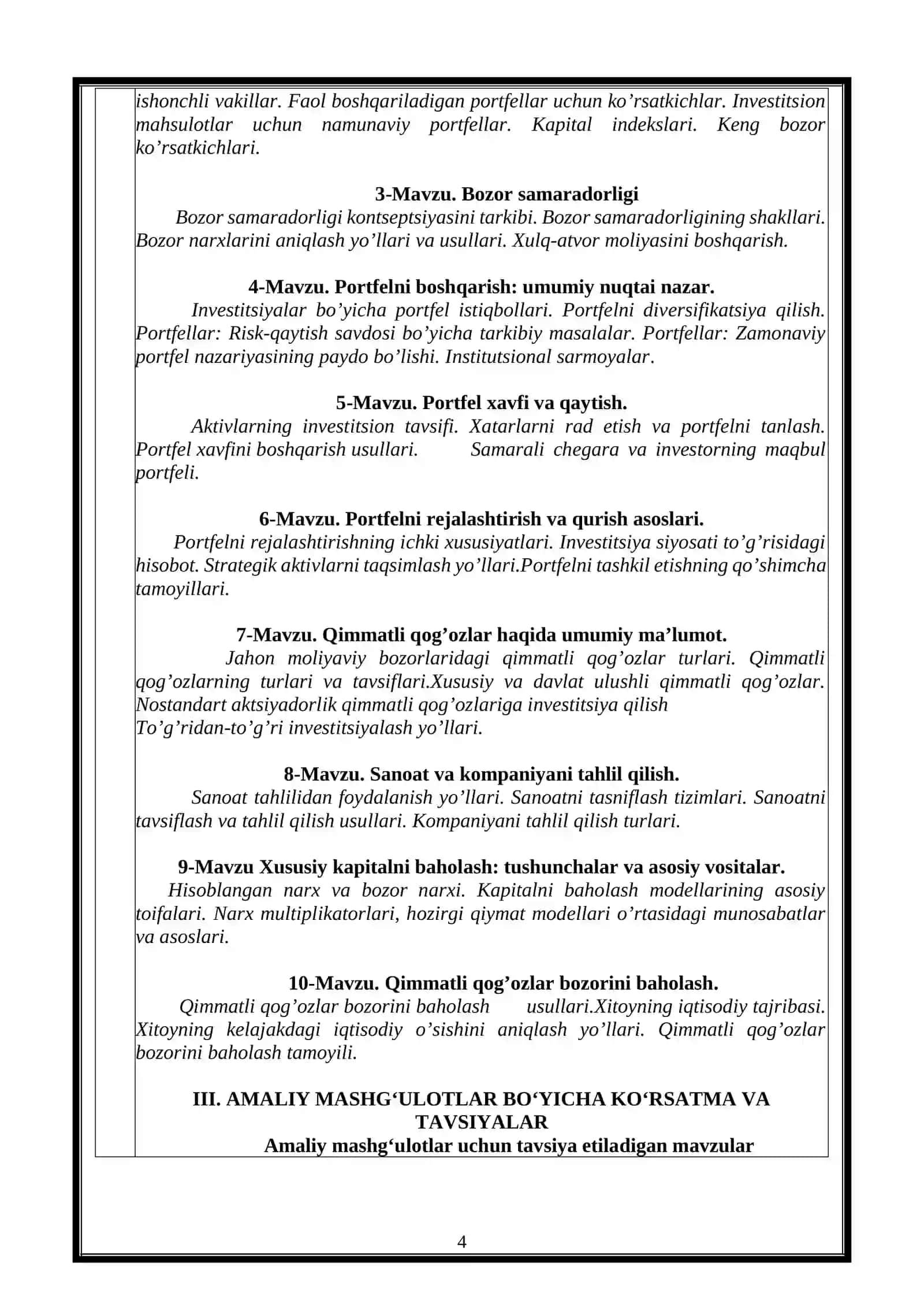 KAPITAL INVESTISIYALAR TAHLILI 4