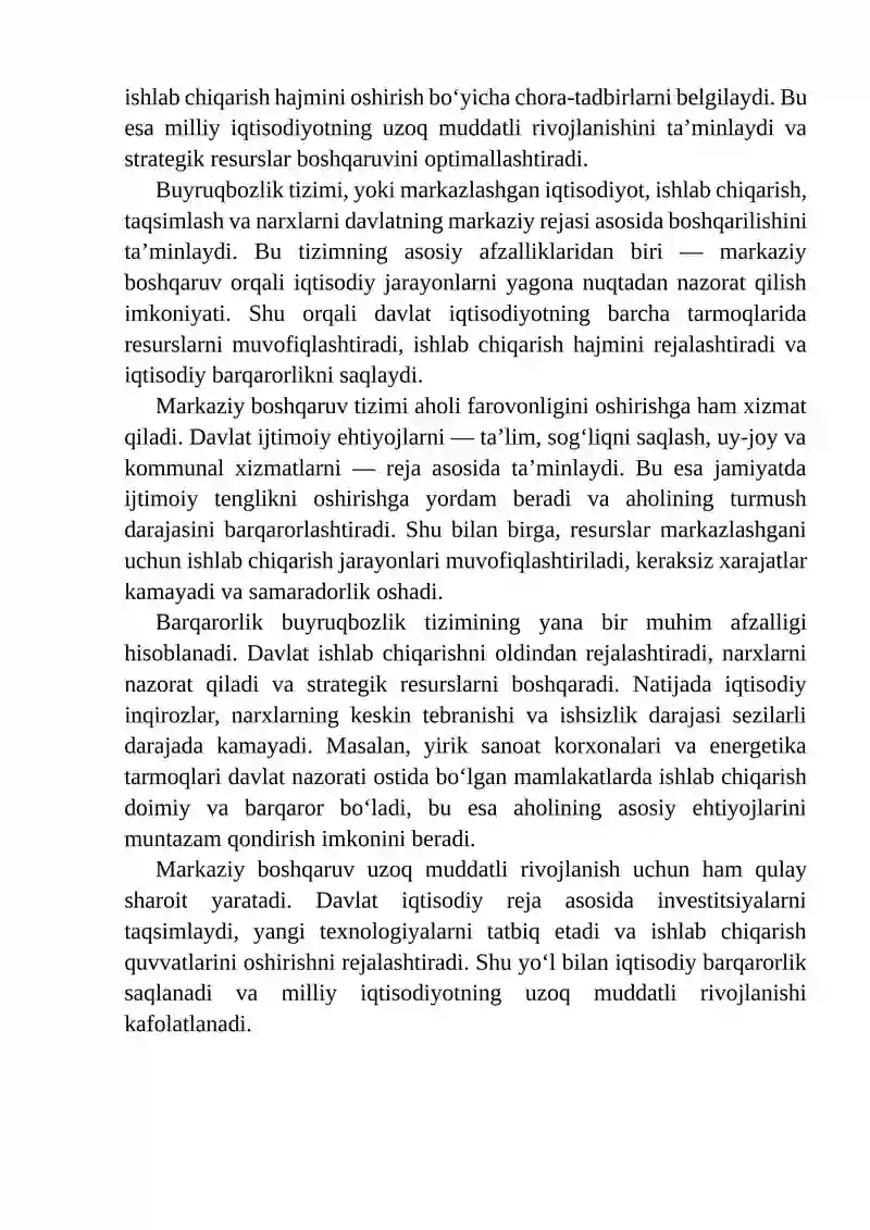 Buyruqbozlik va Bozor Iqtisodiyoti Tizimlarining Afzallik va Kamchiliklarni Tahlil Qilish 4