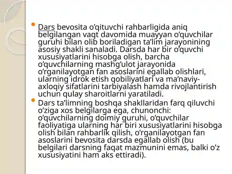 Darsnitashkiletish,amaliyot va nazariya birligi (Dars konspekti, dars ishlanmalarining yozilish tartiblari) 4