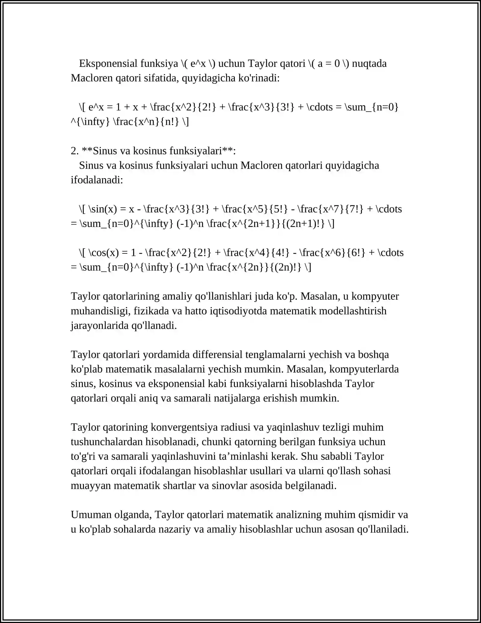 Teylor qatorlari 4