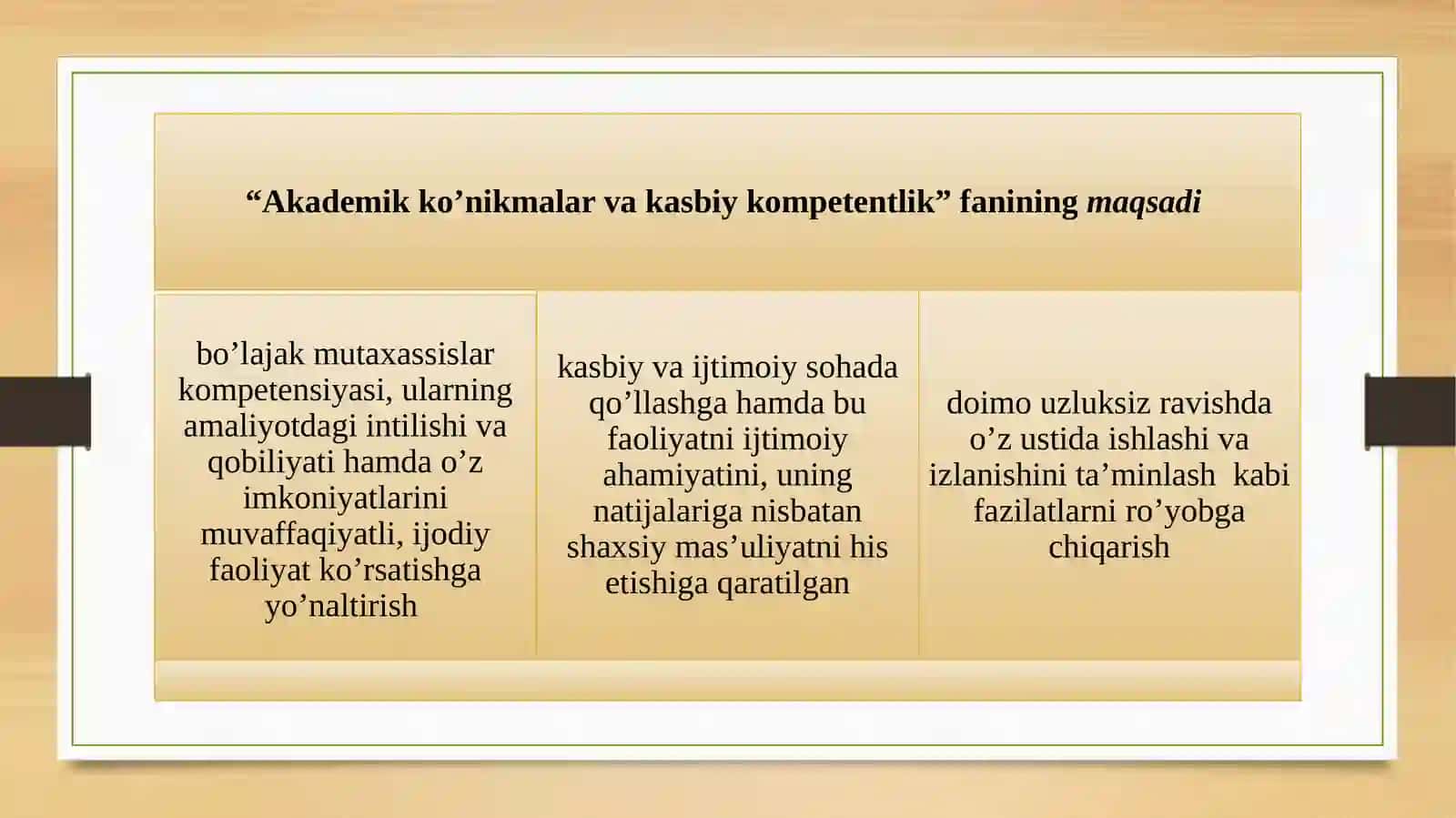 AKADEMIK KO’NIKMALAR VA KASBIY KOMPETENTLIK FANIGA KIRISH 4