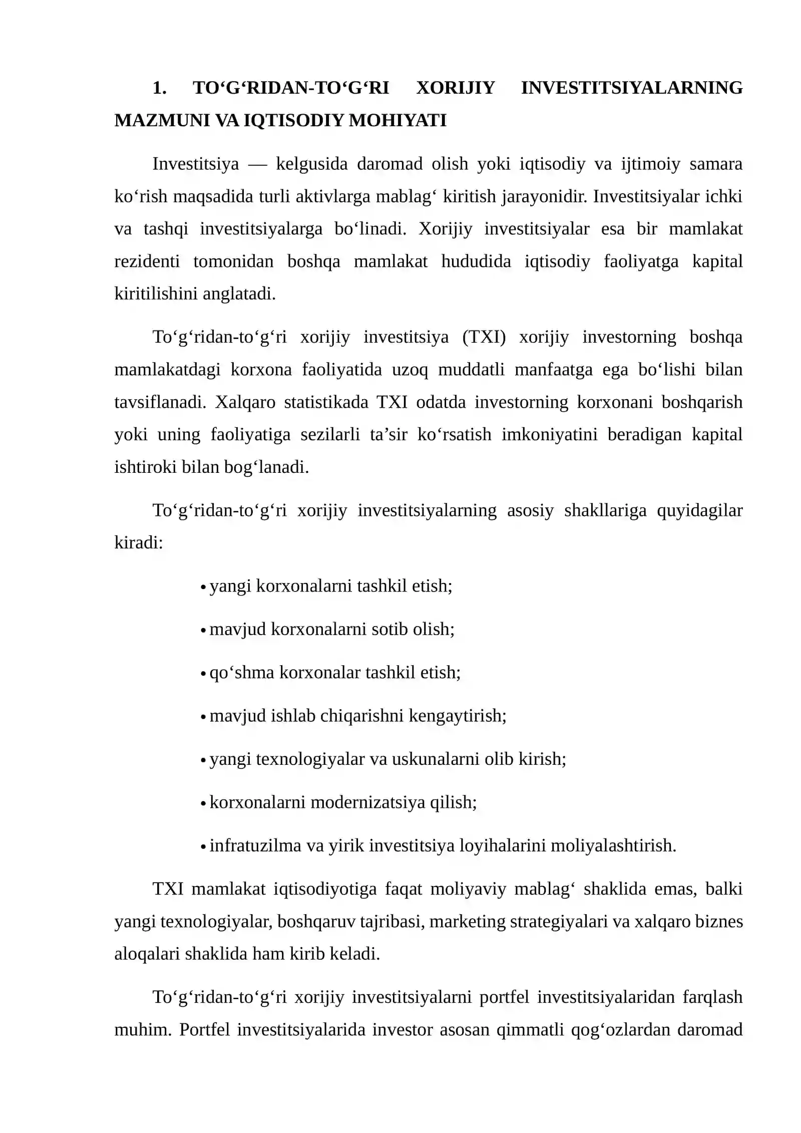 TO‘G‘RIDAN-TO‘G‘RI XORIJIY INVESTITSIYALARNING IQTISODIY RIVOJLANISHGA TA’SIRINI TAHLIL QILISH 4