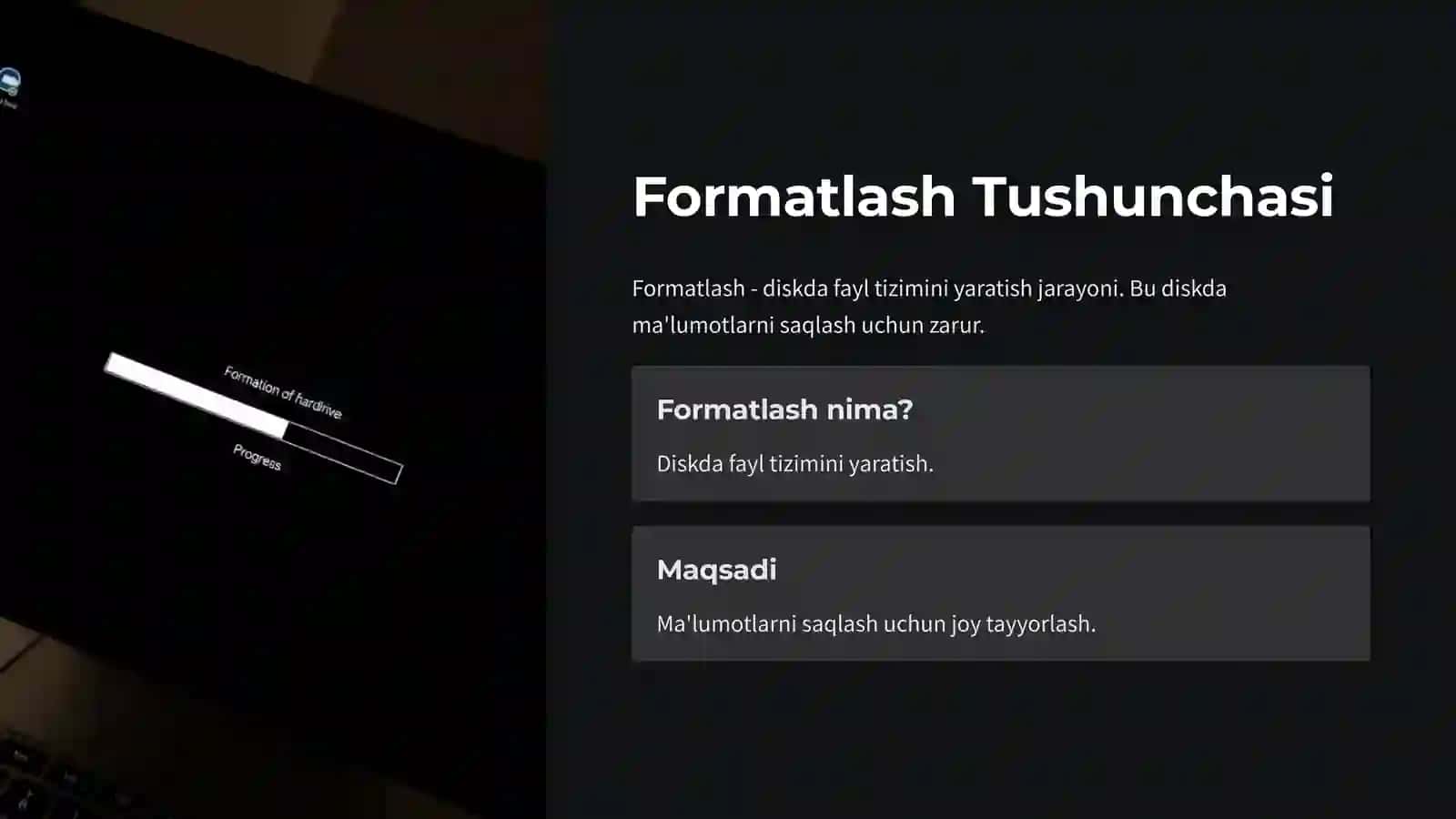Bo'limlash va Formatlash 4