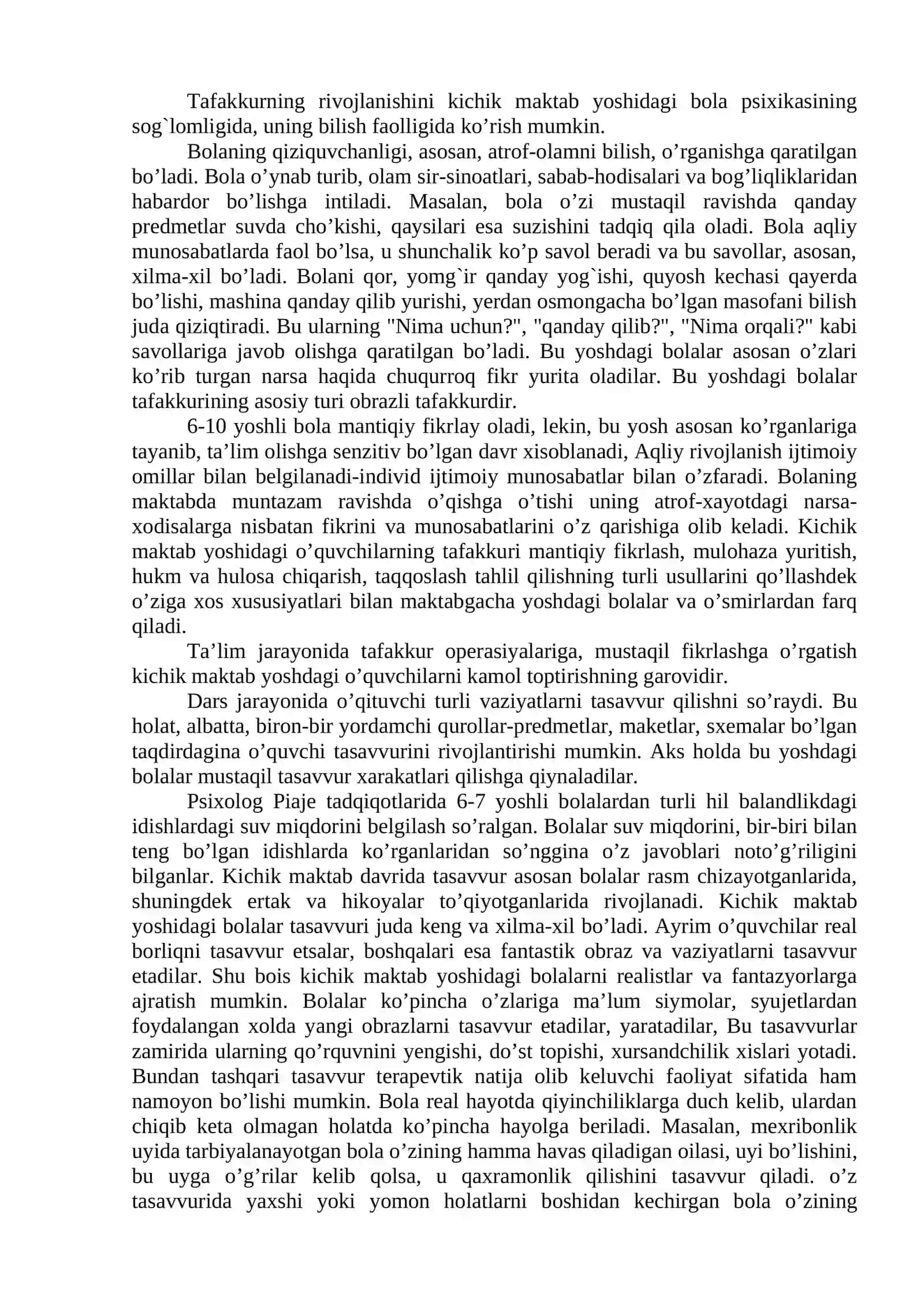 Kichik maktab yoshi davrida psixik rivojlanish xususiyatlari 4