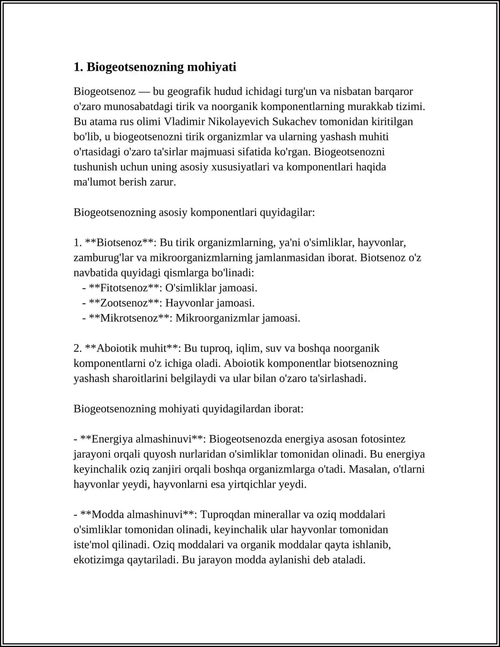 HAYOTNING BIOGEOTSENOZ EKOTIZIM DARAJASINING OZIGA XOS JIHATLARI 4