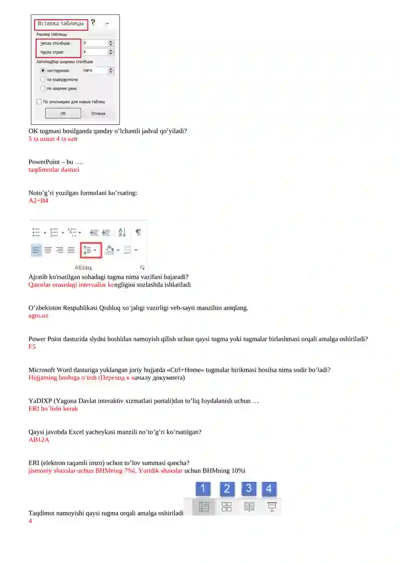 TEST SAVOLLARI VA JAVOBLARI 4