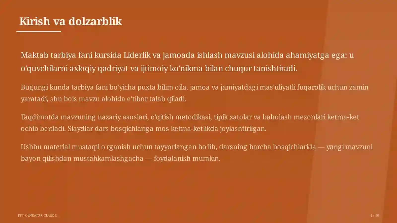Liderlik va jamoada ishlash (11-sinf) 4