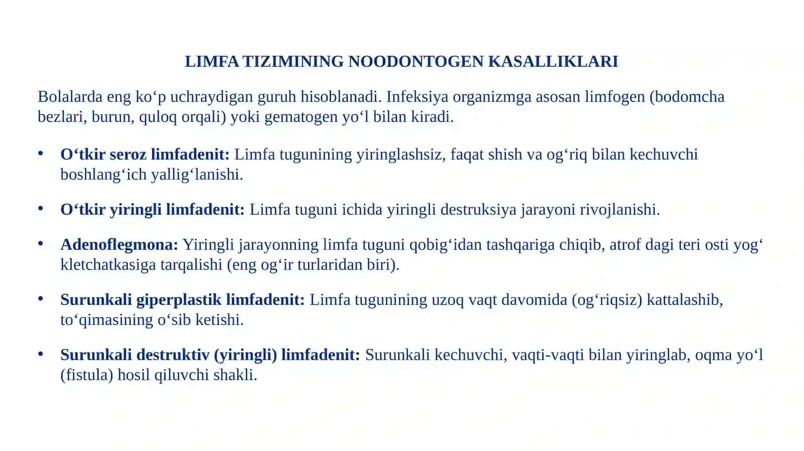 NOODONTOGEN YALLIG‘LANISH KASALLIKLARI TEKSHIRISH VA DAVOLASH 4